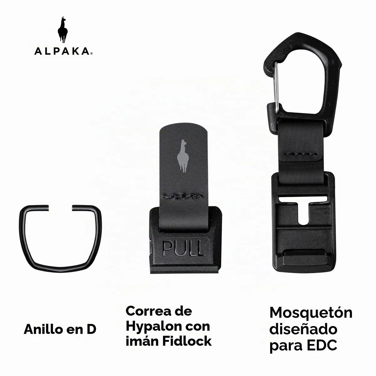 ALPAKA HUB Carabiner – Mosquetón EDC Magnético | Versión Pro también disponible, liberación rápida, compatible con sistema HUB, para bolsa y cinturón, accesorios tácticos