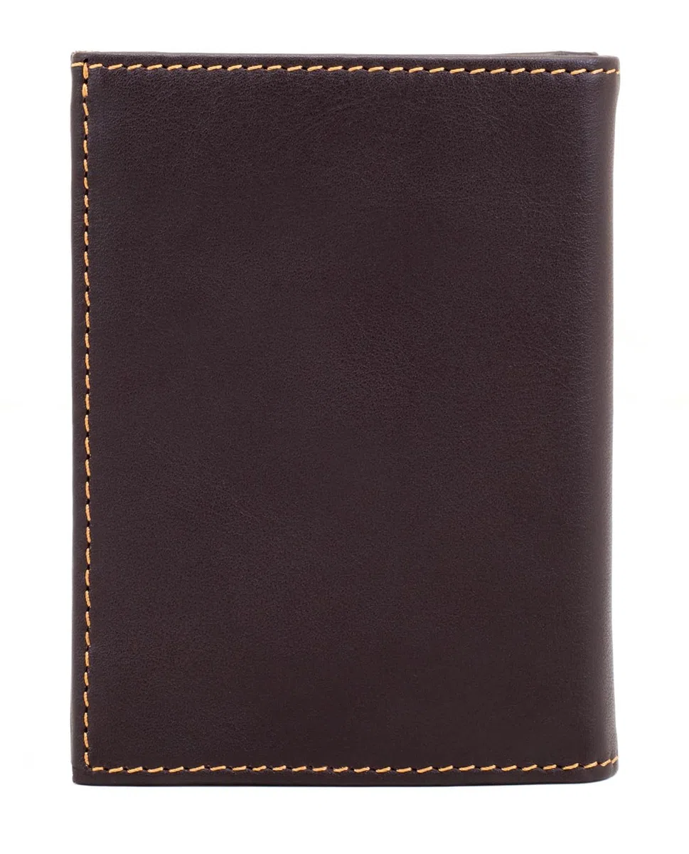 PE232 Cartera Marron de Piel Legitima Tarjetero para Hombre | Billetera con Protección RFID, Doble Billetero.
