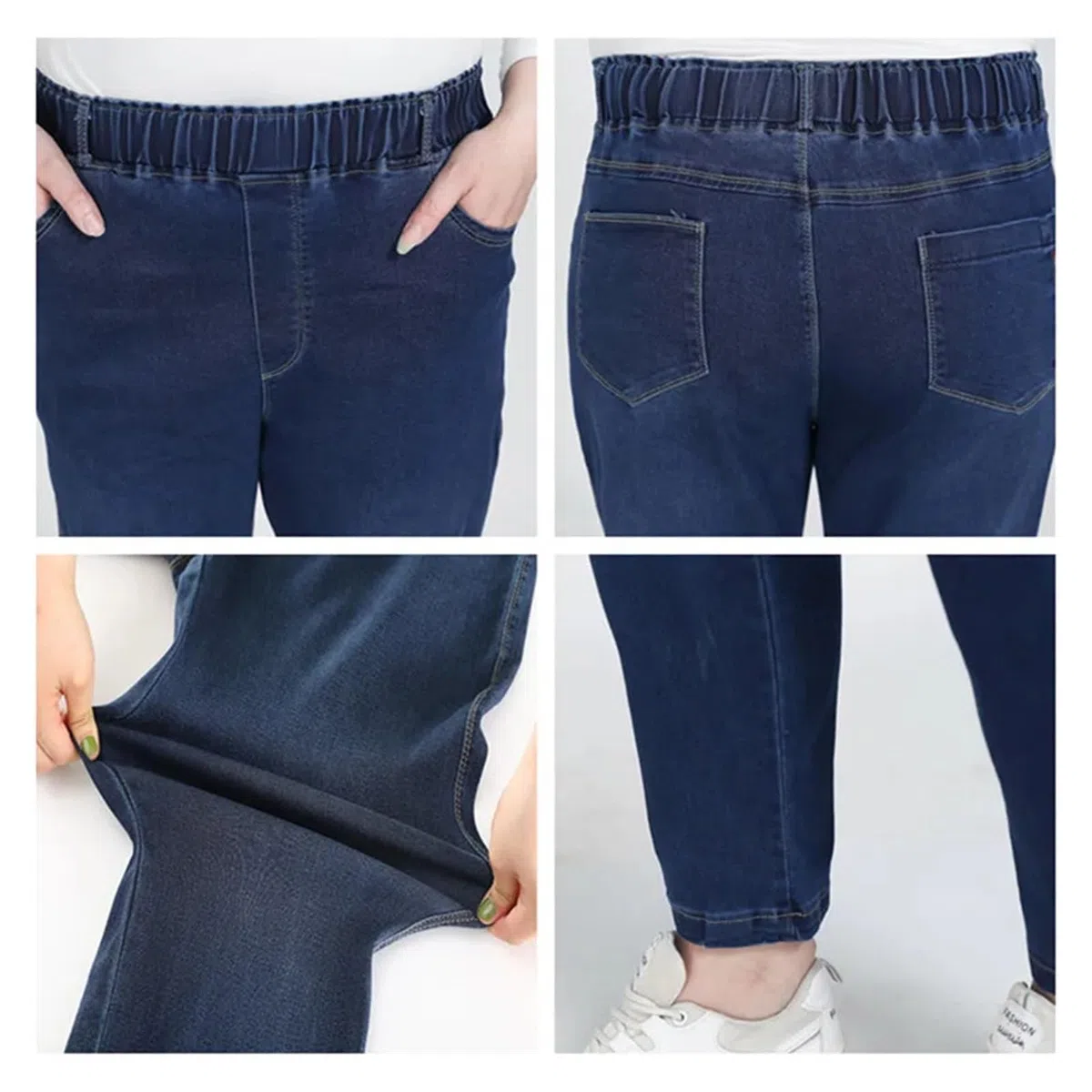 Pantalones Vaqueros elásticos Negros for Mujer, Talla 9XL, Holgados, de Talla Grande, for niña(Black,5XL)