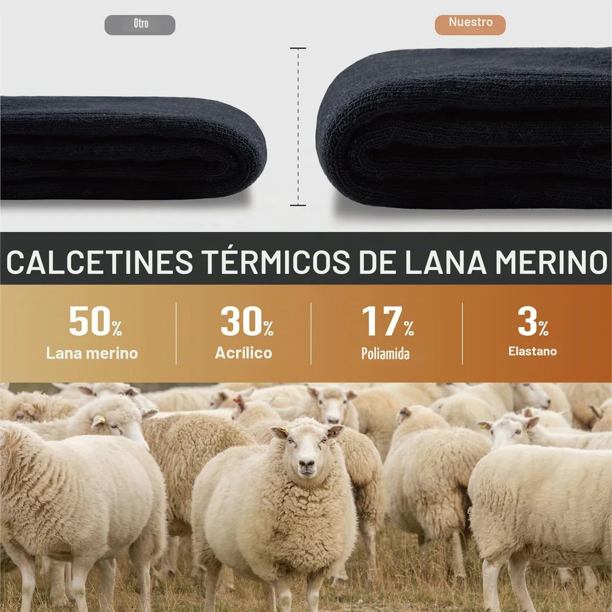 Niorasen Calcetines Lana de Merino Hombre Mujer，Calcetines Antiampollas Senderismo, Calcetines Termicos de Invierno para Trekking, Ciclismo, Trail Running, Camping, 3 Pares