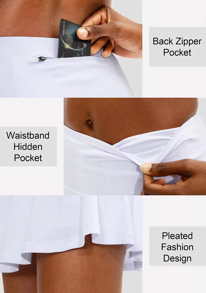 Falda de Tenis Plisada para Mujer Falda Pantalón Deportiva de Cintura Alta con 4 Bolsillos para Golf y Running