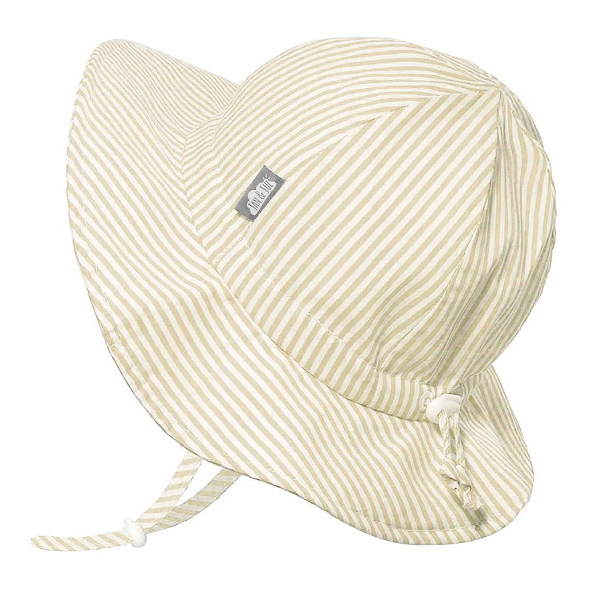 Jan & Jul Gorro solar de algodón UPF 50+ con ala ancha para niñas y niños, beige, a rayas (Beige Stripes), 0-6 Months