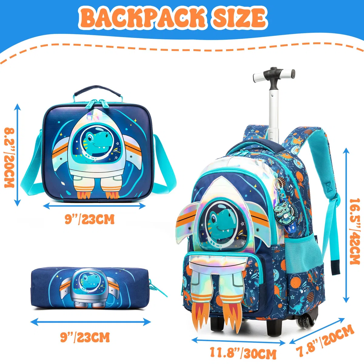 HTgroce Mochila Ruedas Niños Vuelta al Cole Material Escolar
