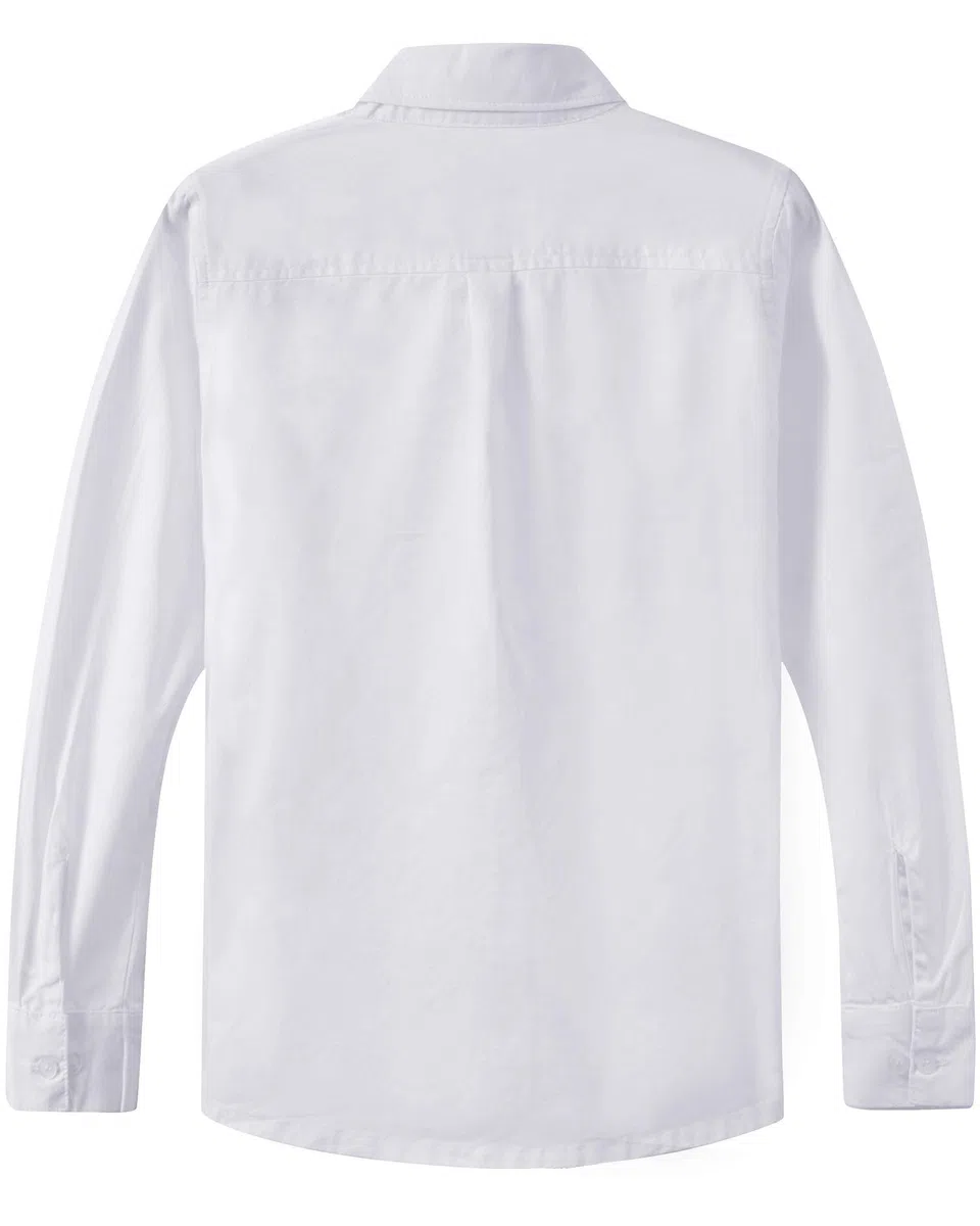 Spring&Gege Camisa de manga larga con botones de sarga de algodón para niños (3-14 años)