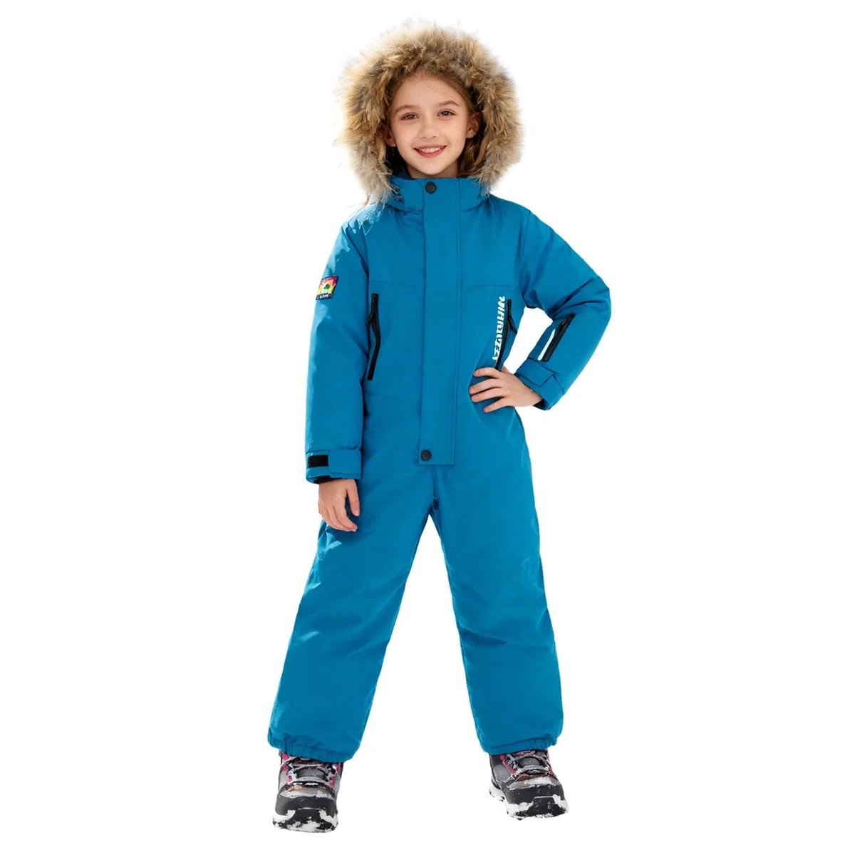 Traje de nieve para niños, traje de esquí de una pieza, chaqueta de esquí con capucha, impermeable, chaqueta de invierno, cálido traje de invierno, resistente al viento, mono de esquí para niños/niñas