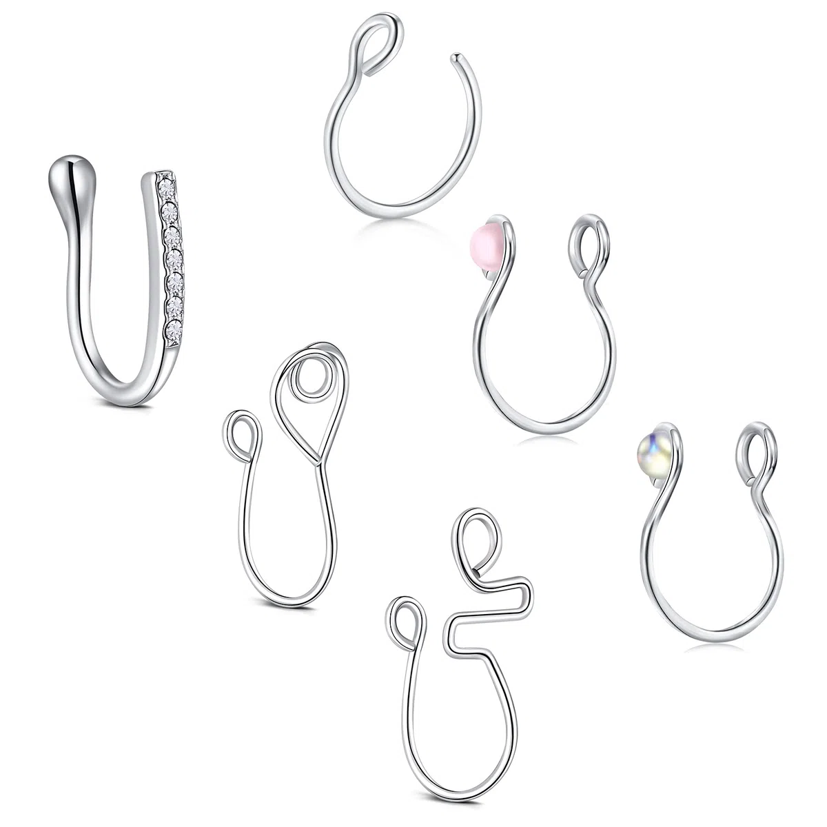 D.Bella Piercing falso para el septum, no perforado, para mujer y hombre