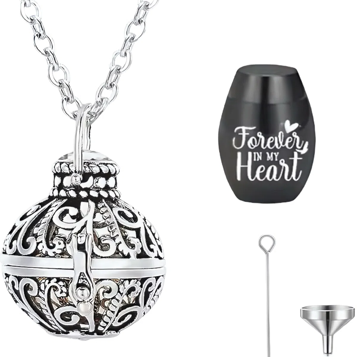 Colgante Conmemorativo de Plata Envejecida – Joyería Espiritual para Guardar Recuerdos – Amuleto Boho con Compartimento para Cenizas, Cabello o Perfume – Regalo de Amor y Protección