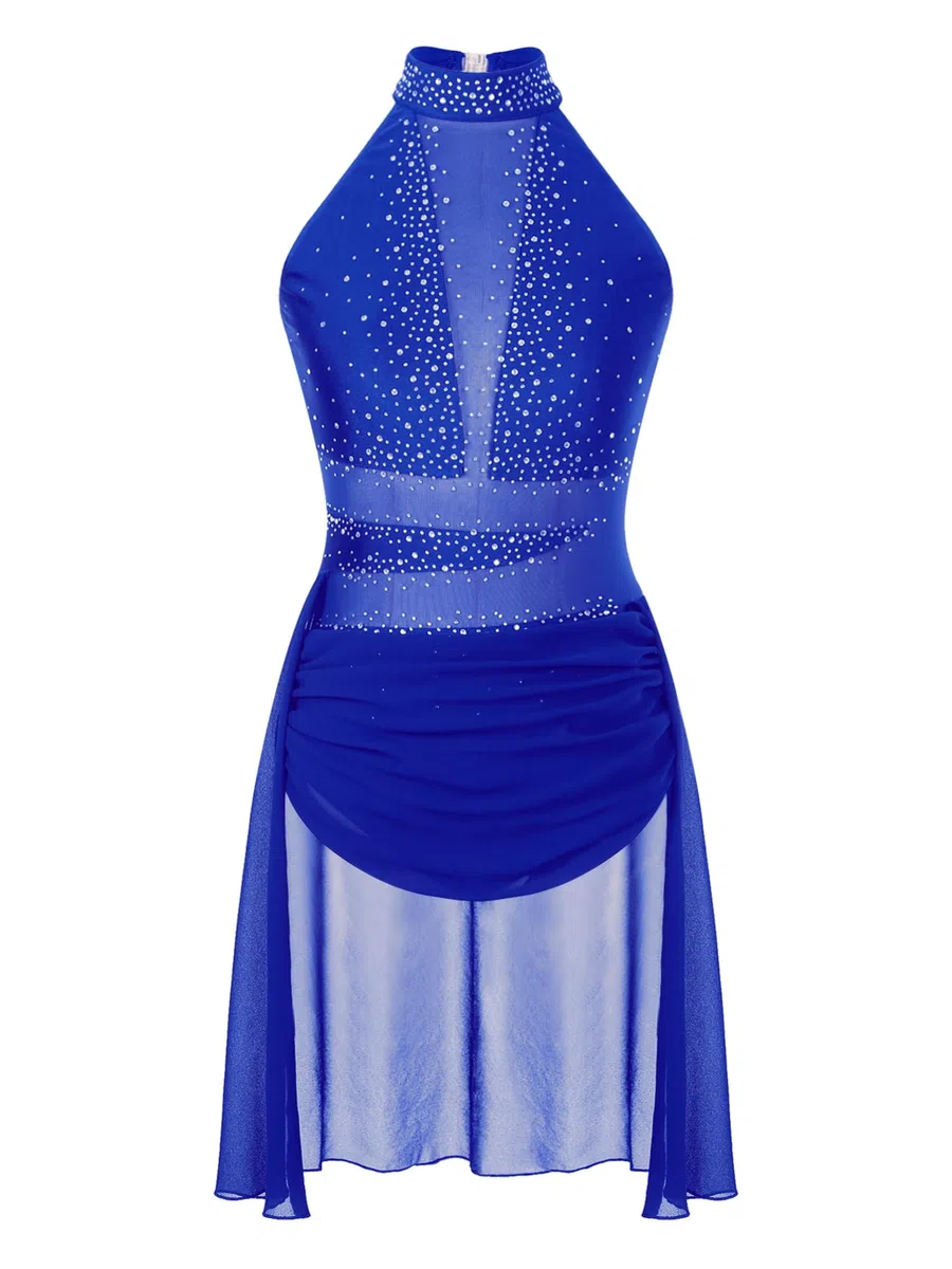 IEFIEL Vestido de Gimnasia Rítmica para Mujer sin Manga Vestido de Danza Contemporánea y Lírico Maillot de Patinaje Artístico Competición XS-XXL