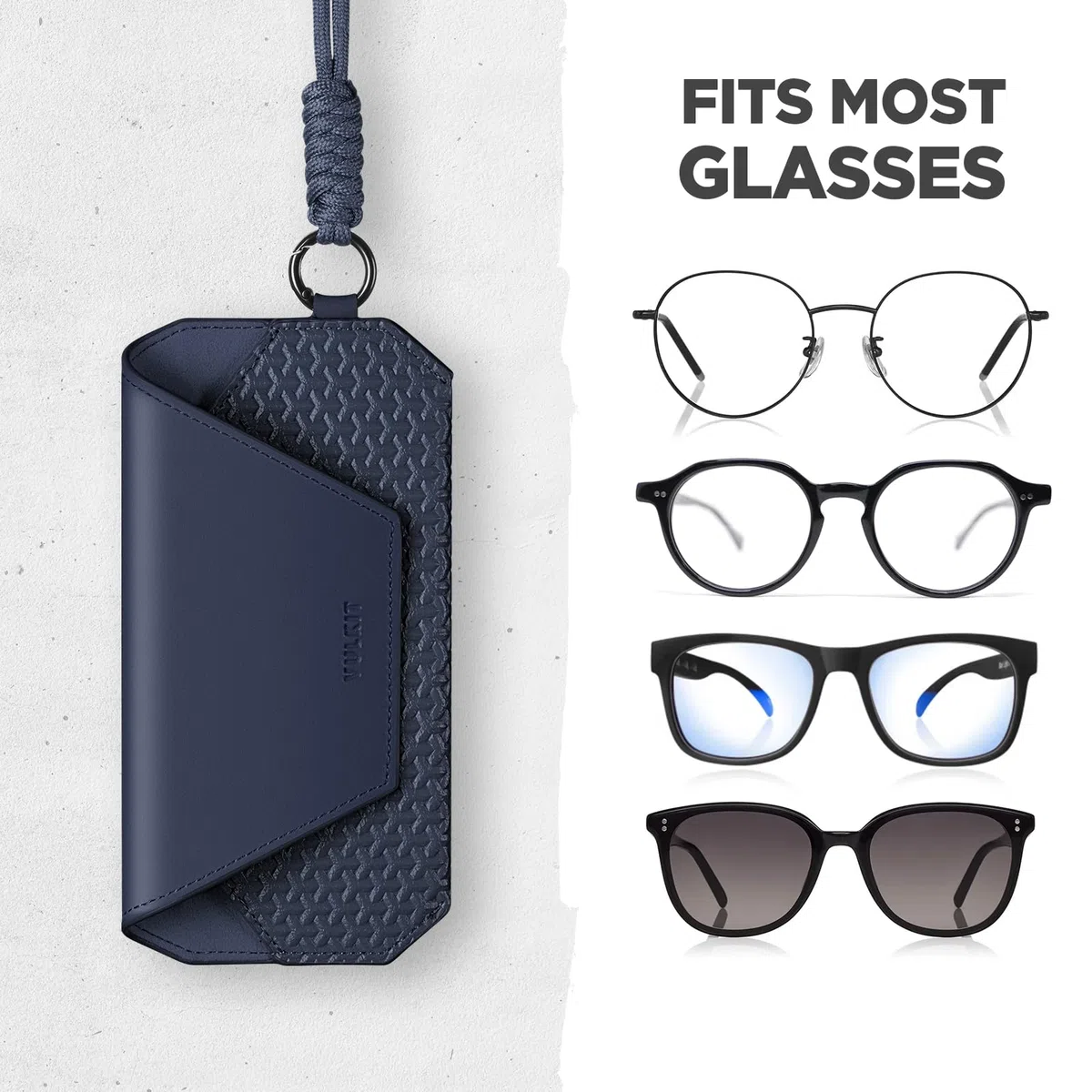 VULKIT Estuche Portátil de Cuero Sintético para Gafas de Mujer y Hombre, Funda Delgada para Gafas de Sol, Estuche Unisex para Lentes, Compatible con la mayoría de Gafas y Lentes de Sol, Talla Única