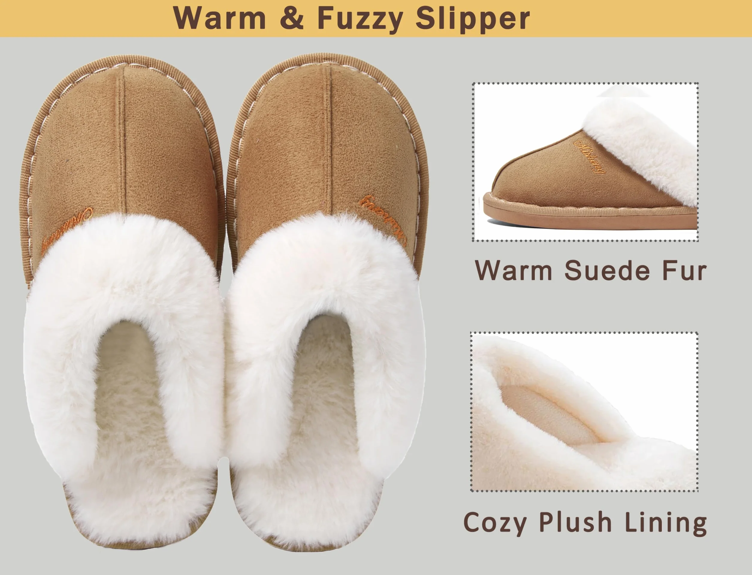 Donpapa Zapatillas de Estar por Casa Mujer Hombre Invierno Peluche Cálido Pantuflas Memory Foam Comodas Confortables Antideslizante Interior Exterior