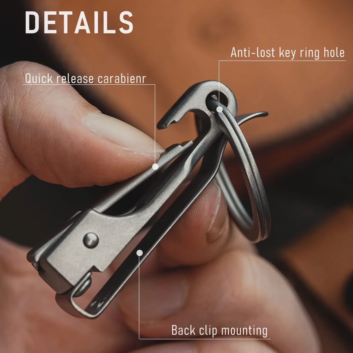 KeyUnity KS02 EDC Clip para llavero con cinturón de liberación rápida, soporte para llavero de acero inoxidable para cinturón, para pantalones, jeans, pantalones