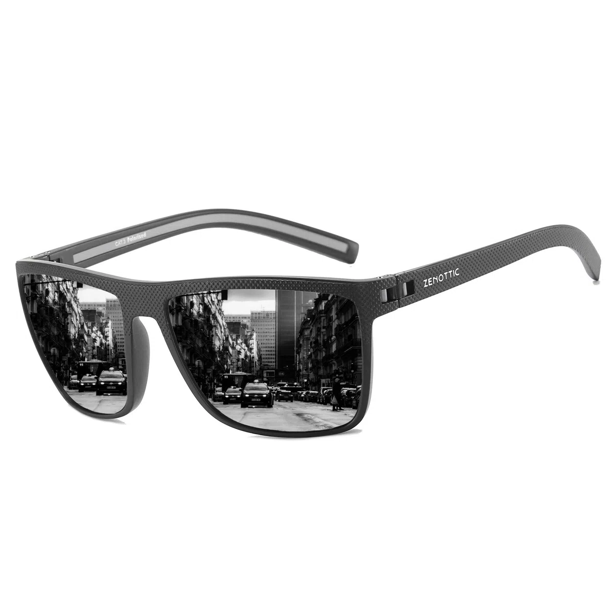ZENOTTIC Gafas de sol polarizadas hombres luz TR90 marco UV400 protección cuadrado gafas de sol