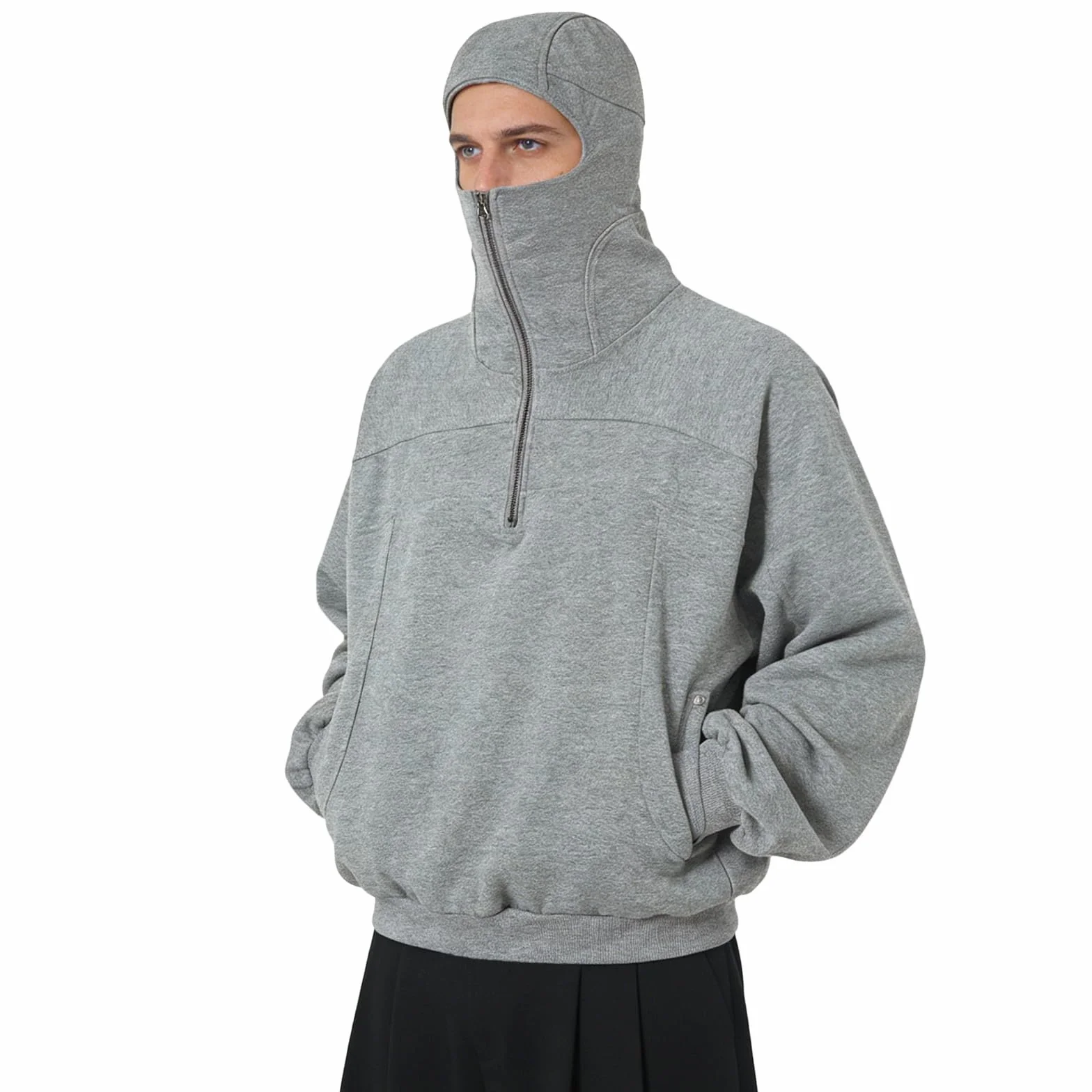Sudadera para Hombre con Capucha Y Pasamontañas Sudaderas con Capucha Y Cremallera Forro Polar Cremallera Pasamontañas Sudadera Chaqueta De Manga Larga Abrigo De Entretiempo