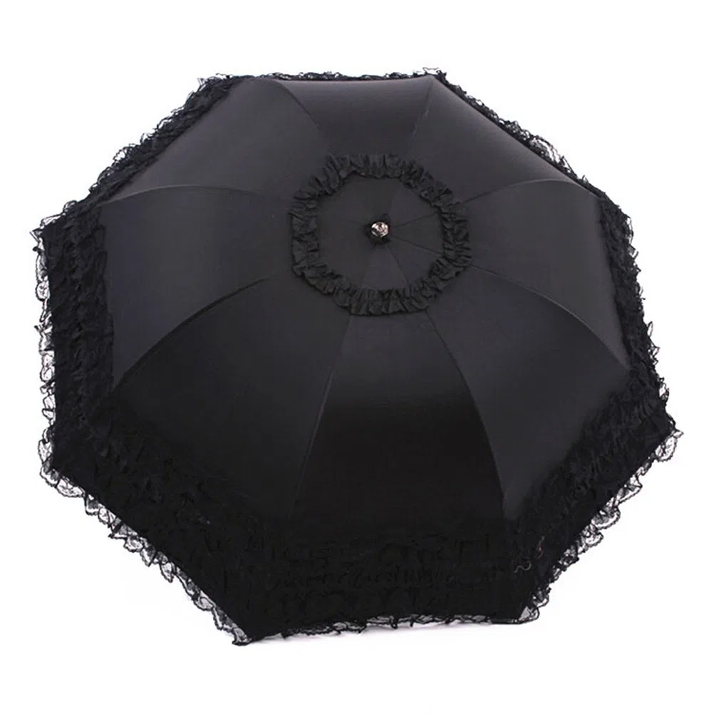 Paraguas Plegables UV Mujeres Sombrillas Encaje Paraguas Parasol Sombrilla Anti UV Impermeable a Prueba de UV en Verano Para Dama