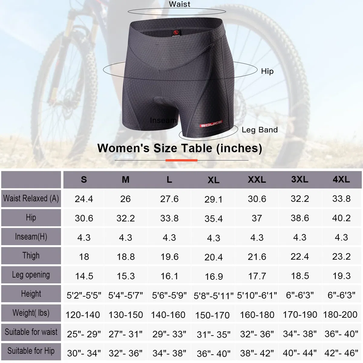 Calzoncillos para Mujer 4D Acolchados Transpirables para Bicicleta