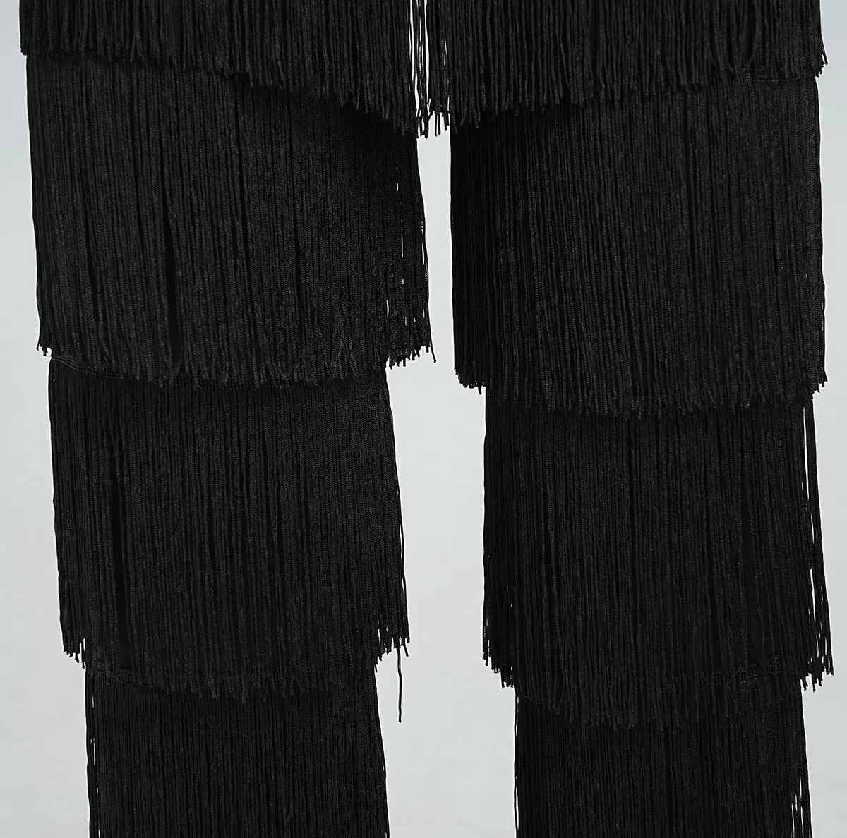 ZBH1985 Pantalones de Baile Latino para Mujer, con borlas, para Baile de salón, Profesional, Negro, con Flecos, Rumba, Tango, Salsa, Pantalones de práctica