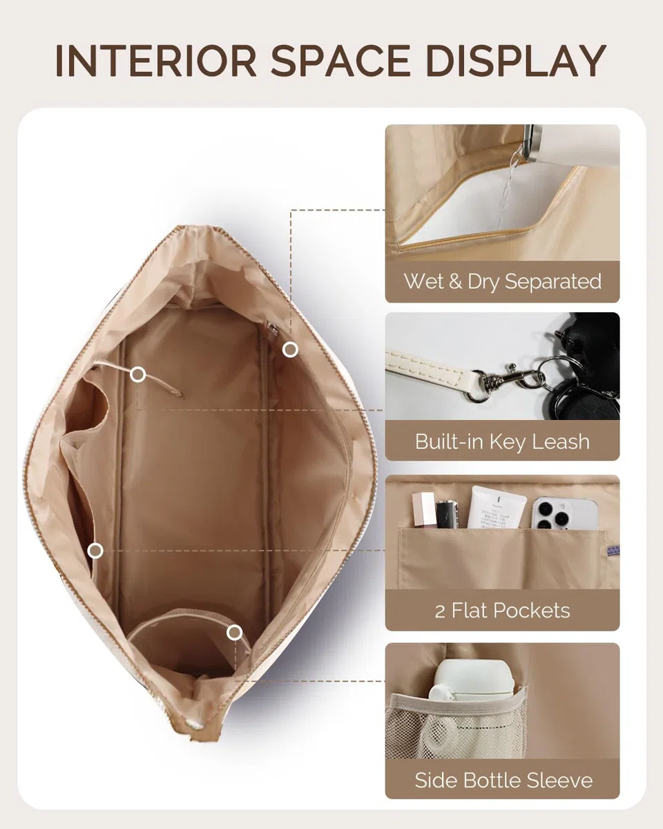 HOMESPON Dupont Tyvek - Bolsa de playa grande impermeable con cremallera y bolsillo húmedo para mujer