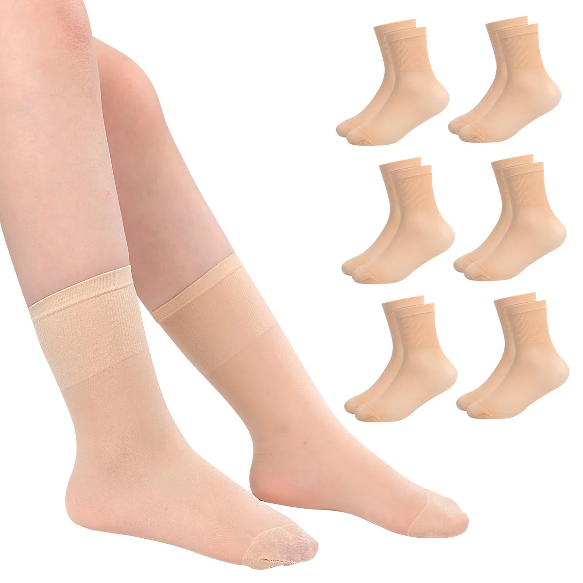 Risipu 6 pares de calcetines de ballet para niñas, de seda fina sin costuras sin talón