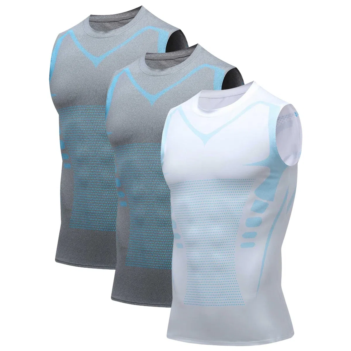 Camiseta Sin Mangas de Compresión para Hombre, Chaleco de Entrenamiento para Gym y Cross Training, Tejido Elástico Que Estiliza la Figura, Secado Rápido y Transpirable 3PC