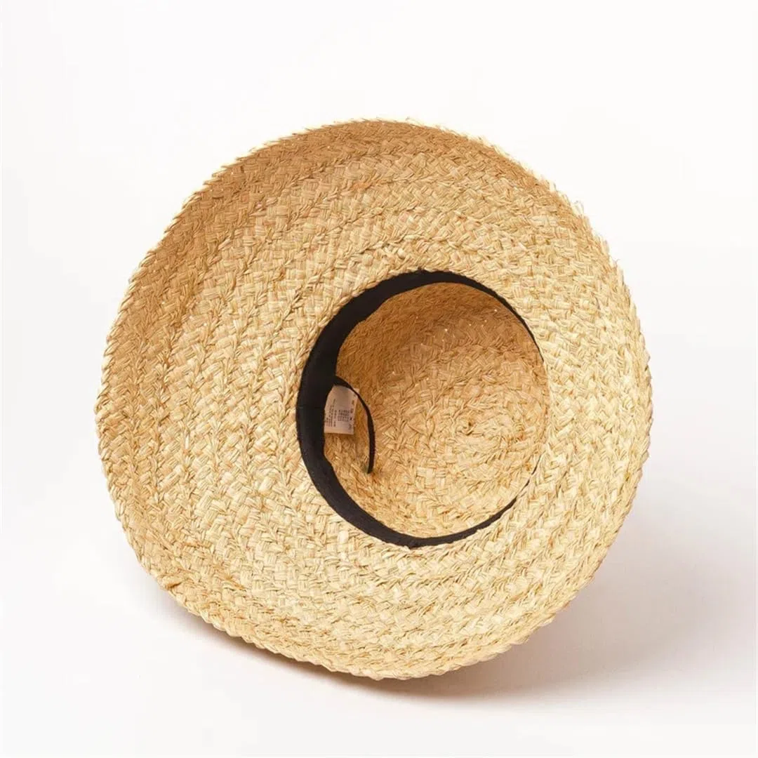 Sombrero De Paja Francés Retro para Mujer - Sombrero De Playa De Verano Hecho A Mano con ala Ancha para Protección Solar Al Aire Libre, Diseño Elegante De Base Plana. 11239lace-child One Size