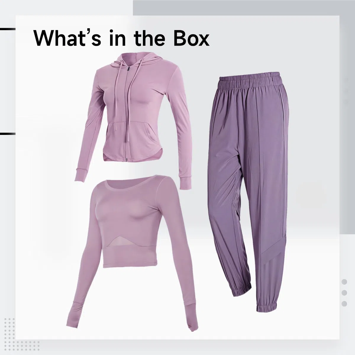 Conjuntos de entrenamiento genéricos de tres piezas para mujer, conjuntos de yoga de 3 piezas con chaqueta con capucha, tela transpirable para gimnasio y uso casual, disponible en S a XXL