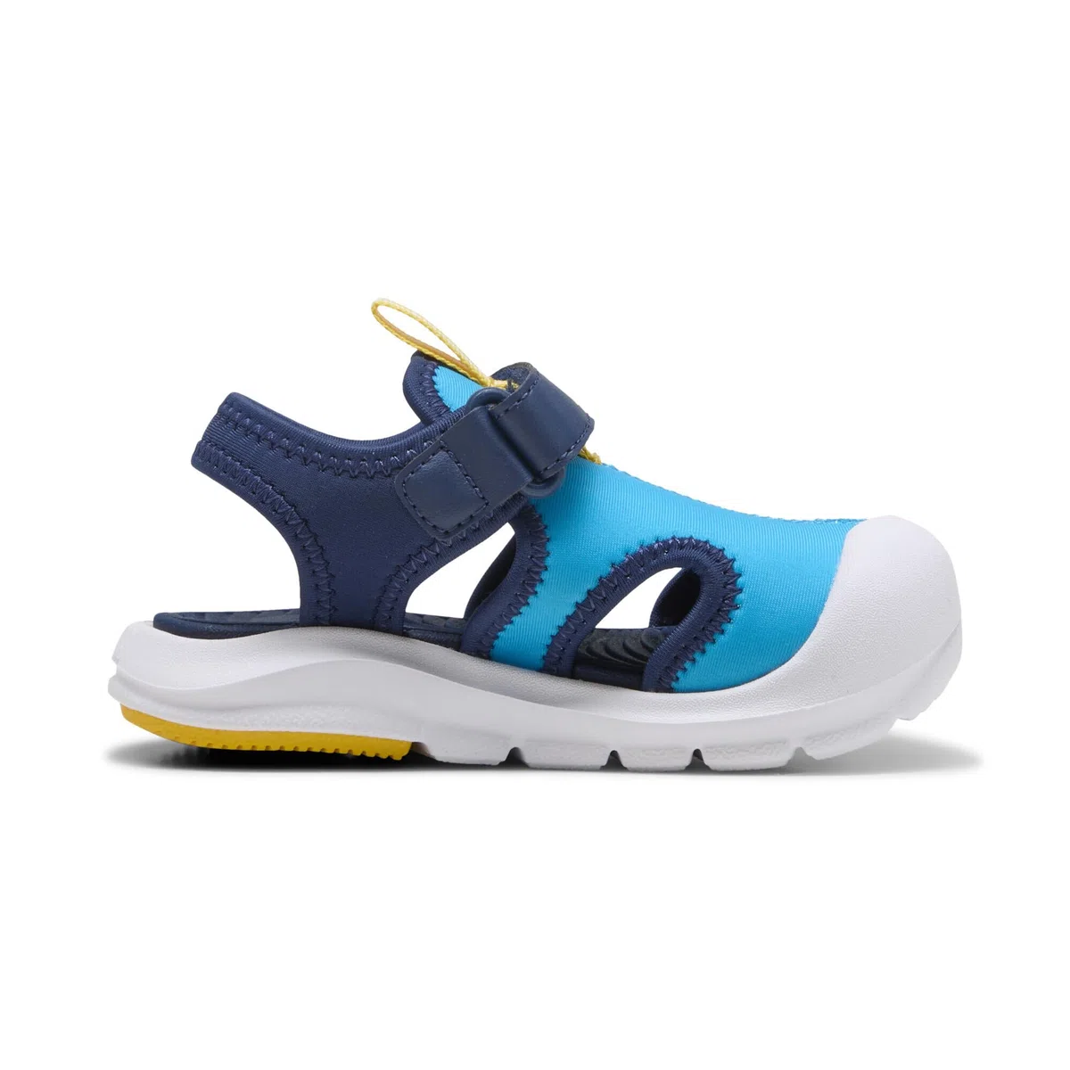 PUMA Fun Racer Sandal V INF, Slide Unisex bebé, Speed Blue-PELÉ Yellow, 19 EU
