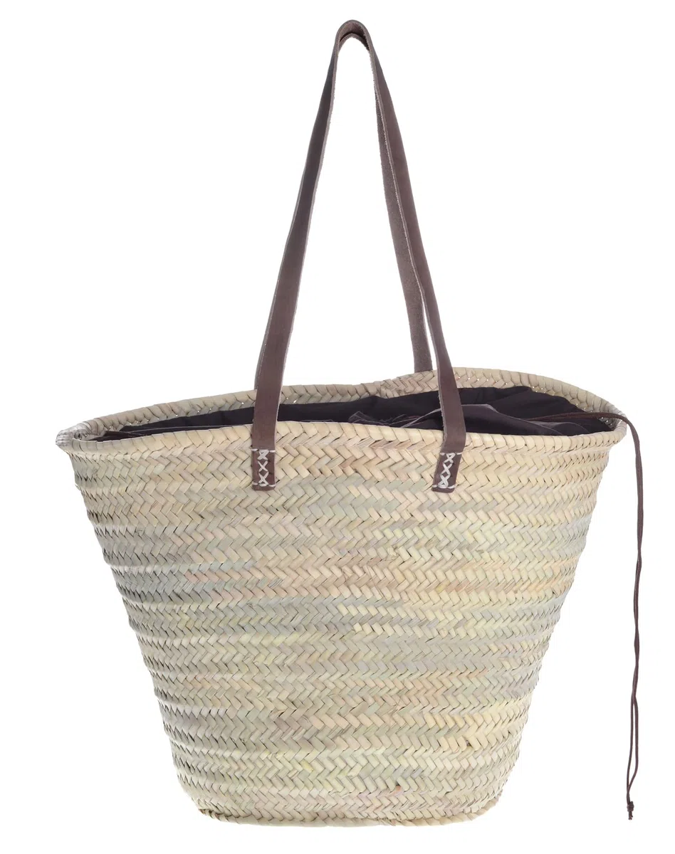 Afrikan Bags - Bolso Capazo de Palma| Bolso de Palma de Base Oval con Asa Bandolera y Cierre Ajustable - 48 x 32 x 30 cm (medidas aproximadas)
