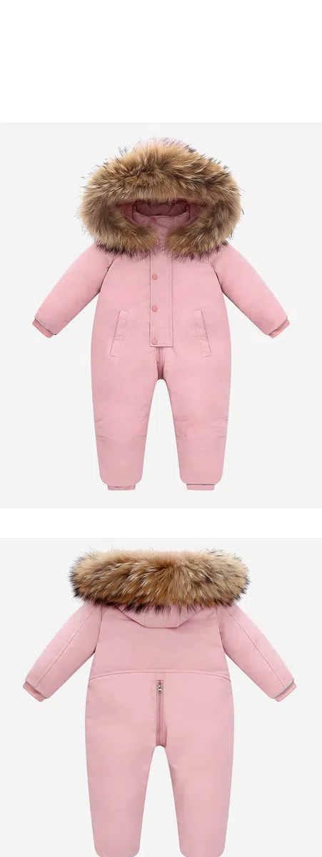 bestgift Traje de una sola pieza para niños hombres y mujeres traje de esquí de plumón traje de una sola pieza 1-6 años engrosado, Negro, 110 cm