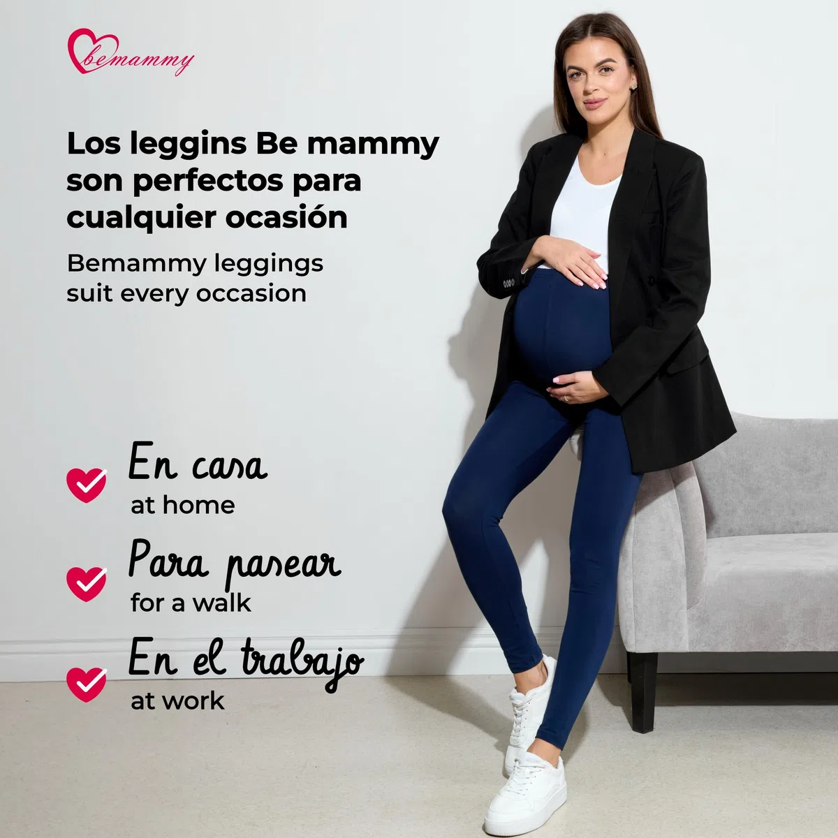 Be Mammy Lote de 2 Leggins Premamá Embarazo Ropa Deporte BE20-230