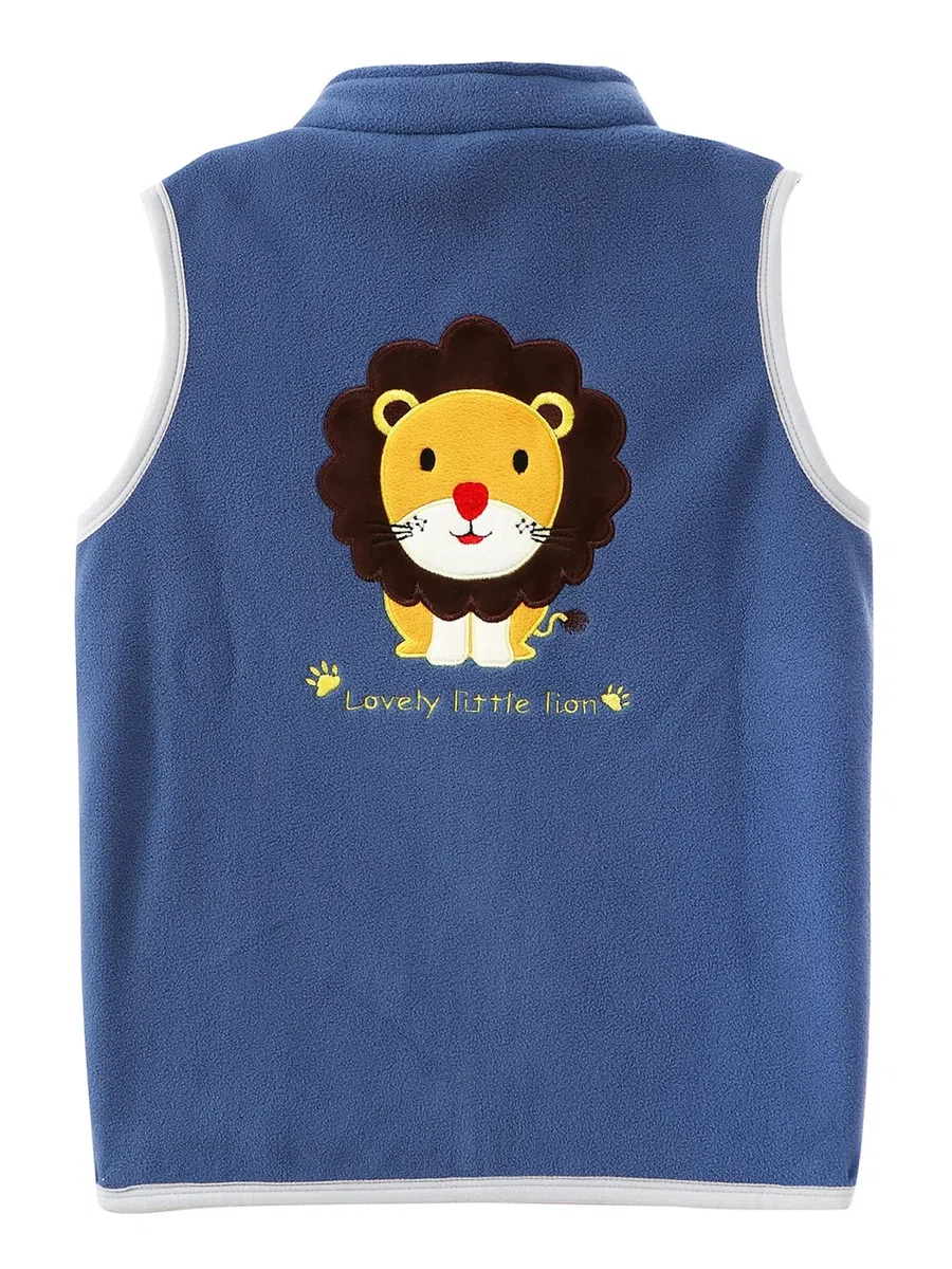 Chaleco para Niños Polar Fleece Otoño Invierno Niños Niñas Chaqueta de Dibujos Animados Sin Mangas Bebé Cremallera Abrigo
