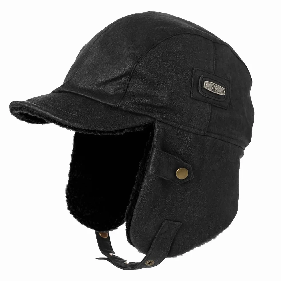 TOP-EX Gorro de invierno impermeable, gorra de piloto de aviador con orejeras resistentes al viento, gorra con forro polar cálido para actividades al aire libre frías y húmedas, 55-66 cm