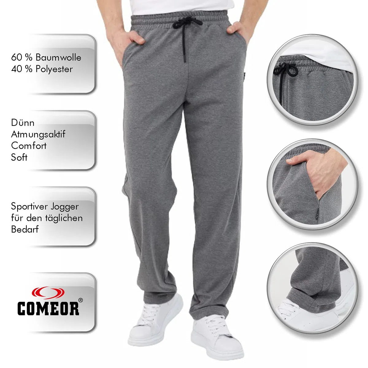 Comeor Pantalones de Chándal de Algodón para Hombre - Joggers Largos, Pantalones de Entrenamiento, Parte Inferior de Chándal Relajante