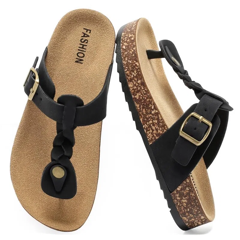 Planas Casuales Separador Dedos Niñas, Chanclas Verano Unisex Infantiles Plantilla Corcho, Sandalias Flip Flop Niños Hebilla Ajustable, Antideslizantes Baño Zapatillas Cómodas Casa