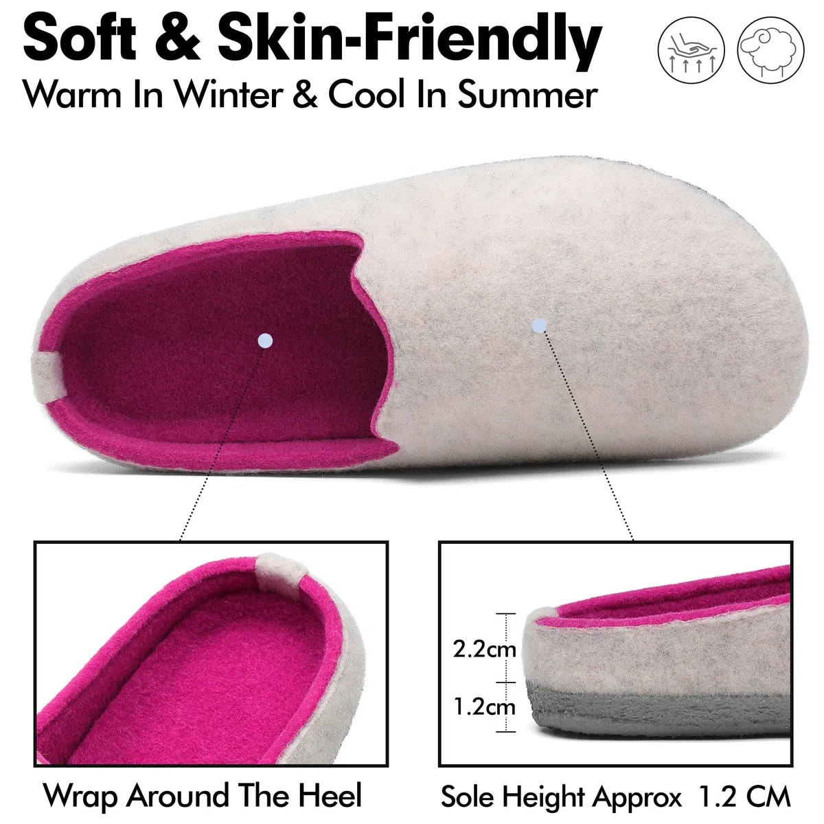 Mishansha Zapatillas Casa Interior Pantuflas Fieltro Zapatillas para Hombre Mujer Gr.36-47