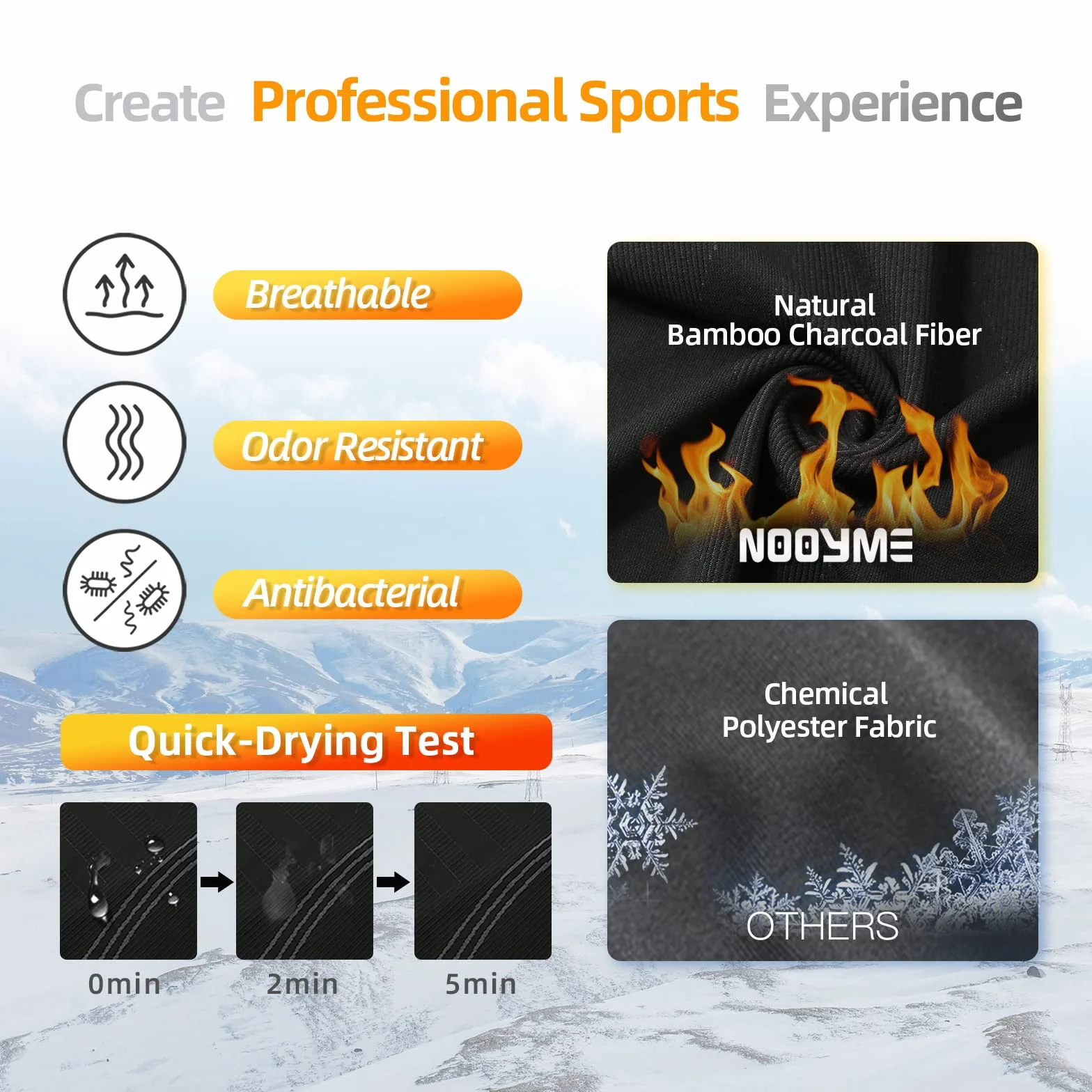 NOOYME Ropa Interior Térmica Hombre Conjuntos Térmicos para Hombre Camiseta Térmica Hombre Ropa Interior de Esquí Hombres Ropa Interior Funcional Ropa Interior Térmica de Invierno para Hombre