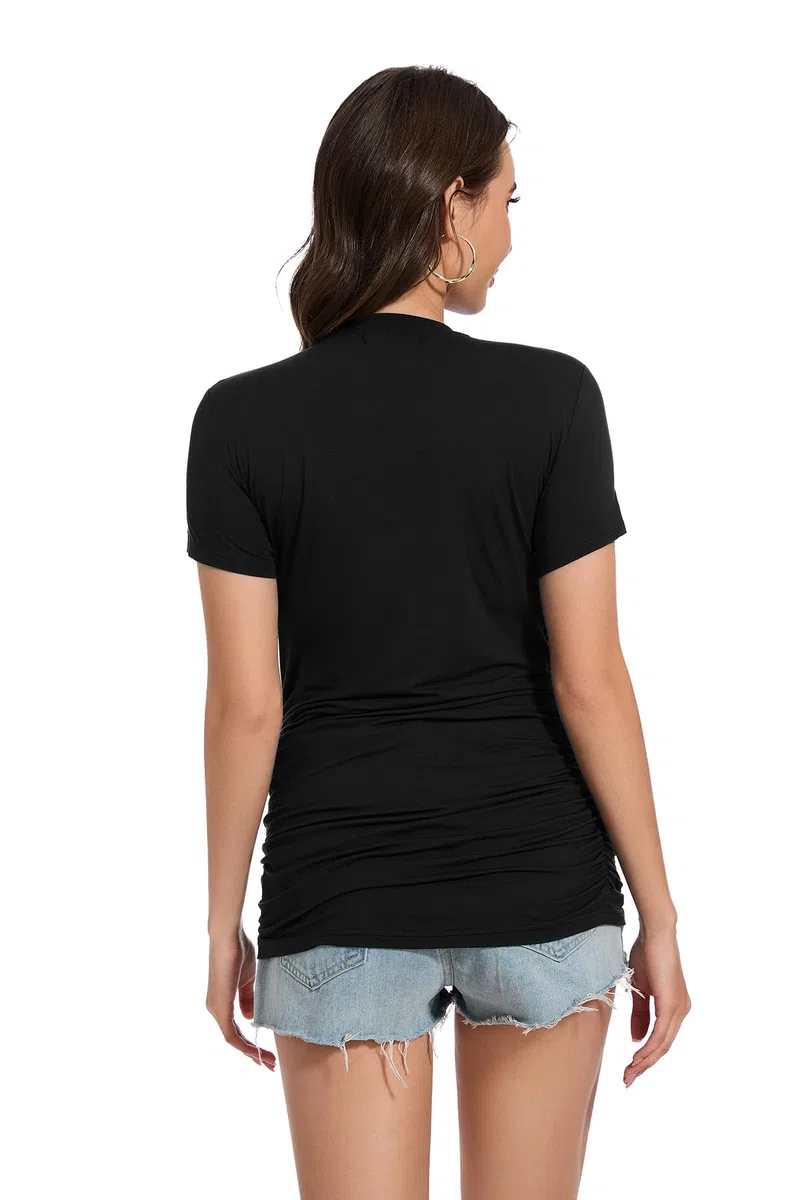 Smallshow Ropa de maternidad para mujer, cuello redondo, manga corta, camisetas para embarazo