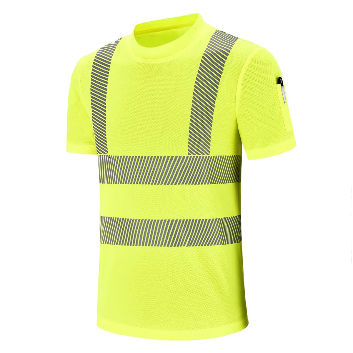 AYKRM Camiseta Transpirable Trabajo Seguridad Reflectante de Alta Visibilidad Amarillo Naranja Fluo