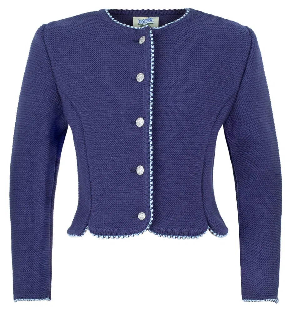 Isar-Trachten Chaqueta de punto Amy para niña, azul marino oscuro, chaqueta para traje regional infantil Oktoberfest Kirchweih