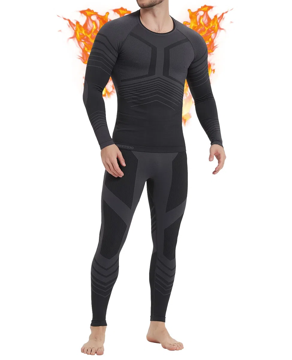 MEETWEE Ropa Interior Térmica para Hombres Traje térmico Funcional para Hombres Deportes al Aire Libre en otoño e Invierno Carrera Ropa Interior Térmica de Secado Rápido para Hombres de Esquí