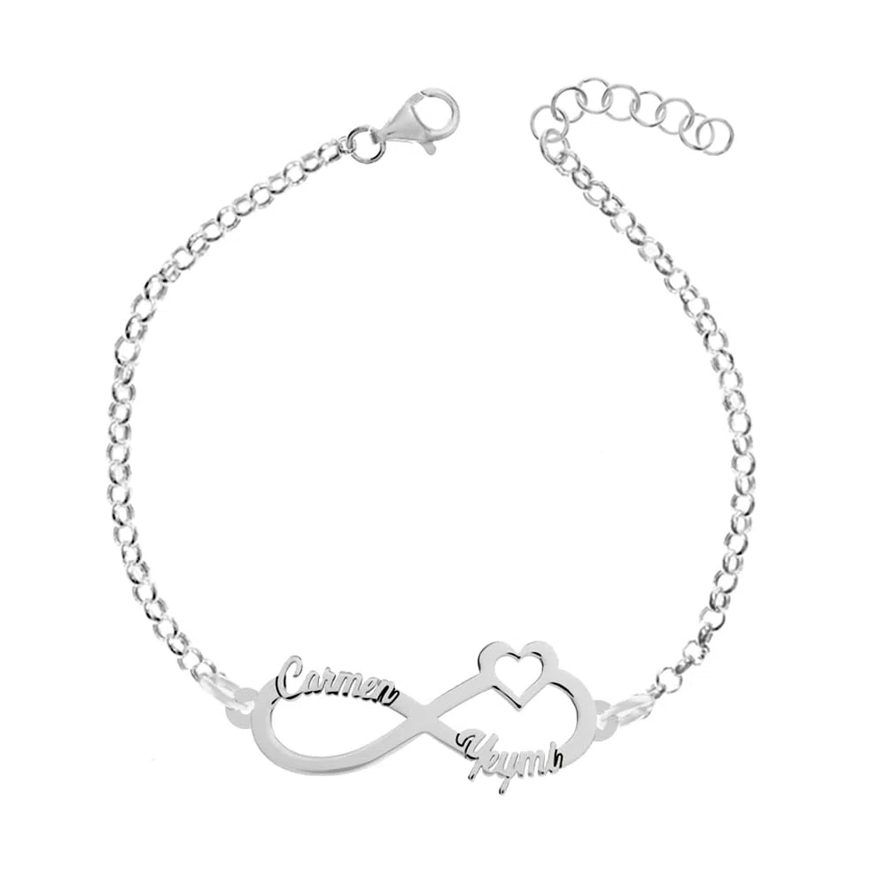 Pulsera infinito con nombres personalizados de Plata 925 - Pulsera nombres personalizados - Pulsera nombres hijos, nietos, hermanas,.. de Plata 925