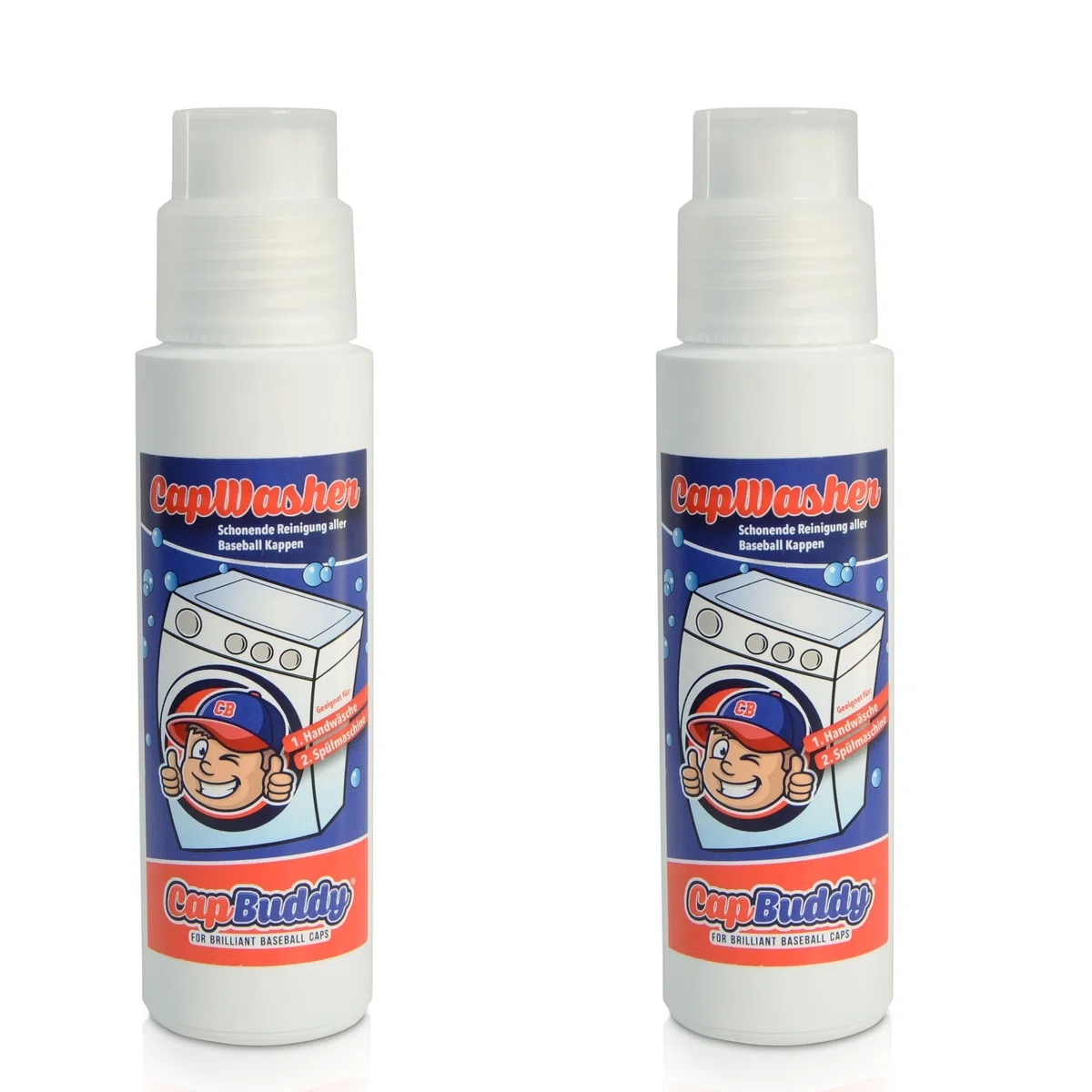 Cap Washer detergente de doble envase para la limpieza suave de todas las gorras de béisbol especialmente indicado para la limpieza previa en el Capbuddy para el lavavajillas