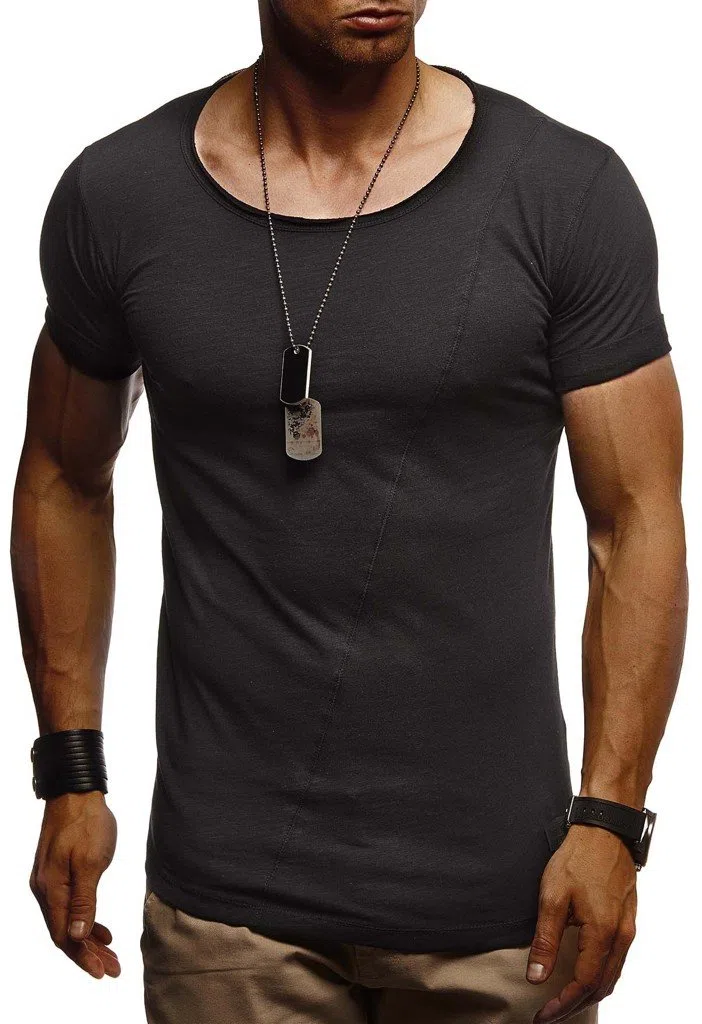Leif Nelson Camiseta para Hombre con Cuello Redondo LN-8209