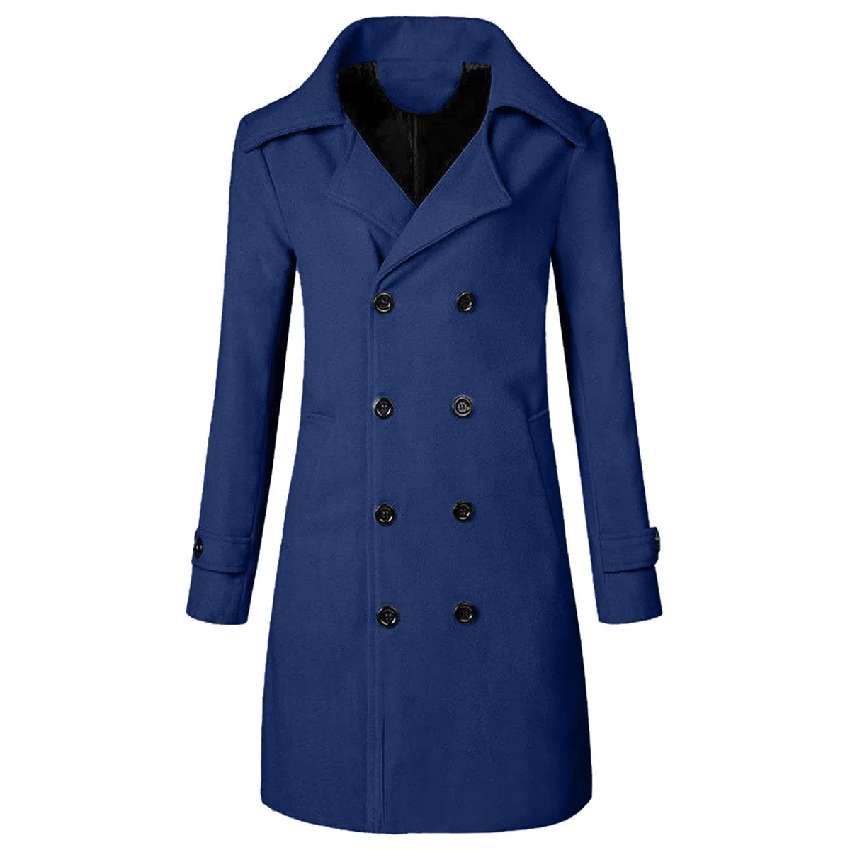 Abrigo de negocios para hombre, invierno, abrigo de lana con solapa larga, con botones, gabardina a prueba de viento, abrigo cálido para hombre, elegante y elegante