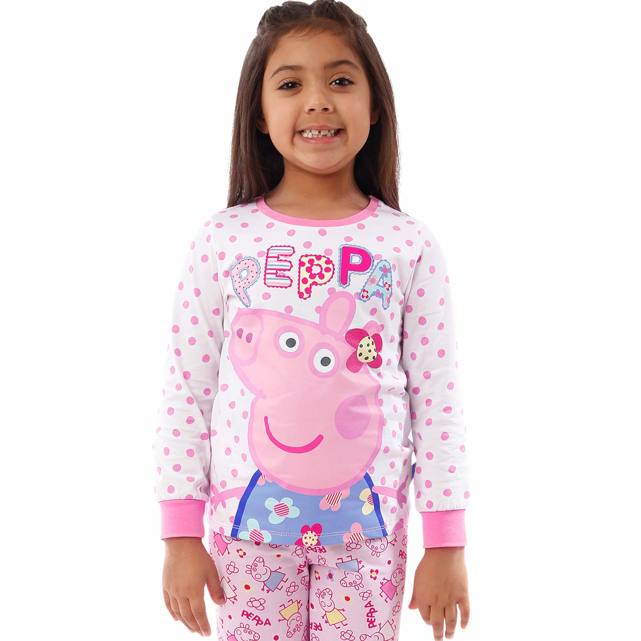 Peppa Pig Pijama Niña | Pijamas Invierno Niñas con Diseño de Flores