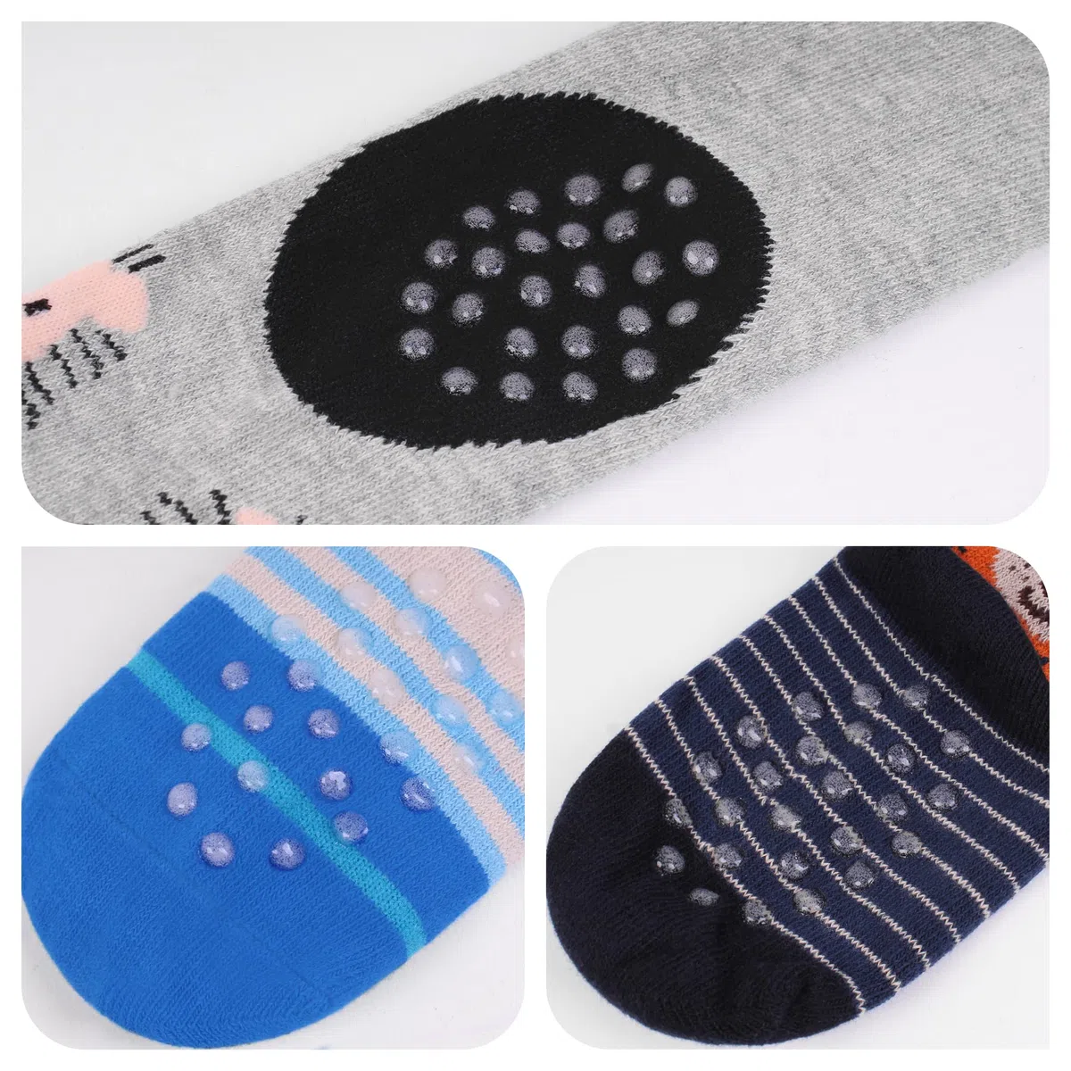 L&K-II Pack de 3 medias para gatear para bebé, niña, niño, con suela de ABS, antideslizantes, diseño de león 2731
