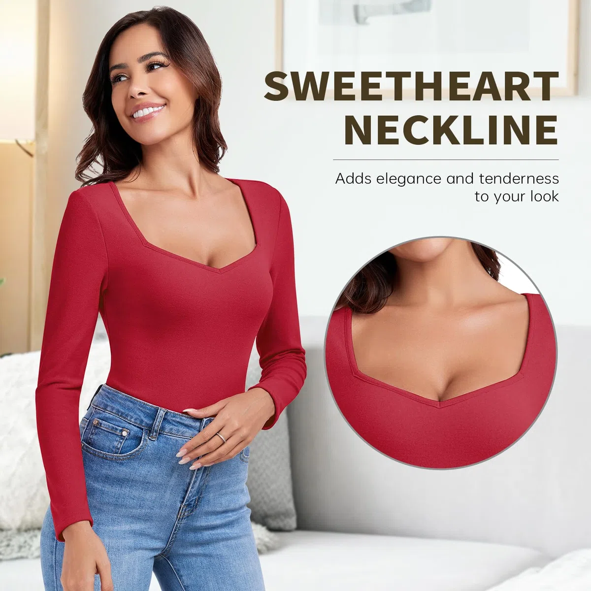 WOWENY Camiseta térmica de manga larga para mujer, de forro polar, con escote de cariño, elegante, camiseta térmica de manga larga, manga 3/4, cálida y cómoda, para invierno