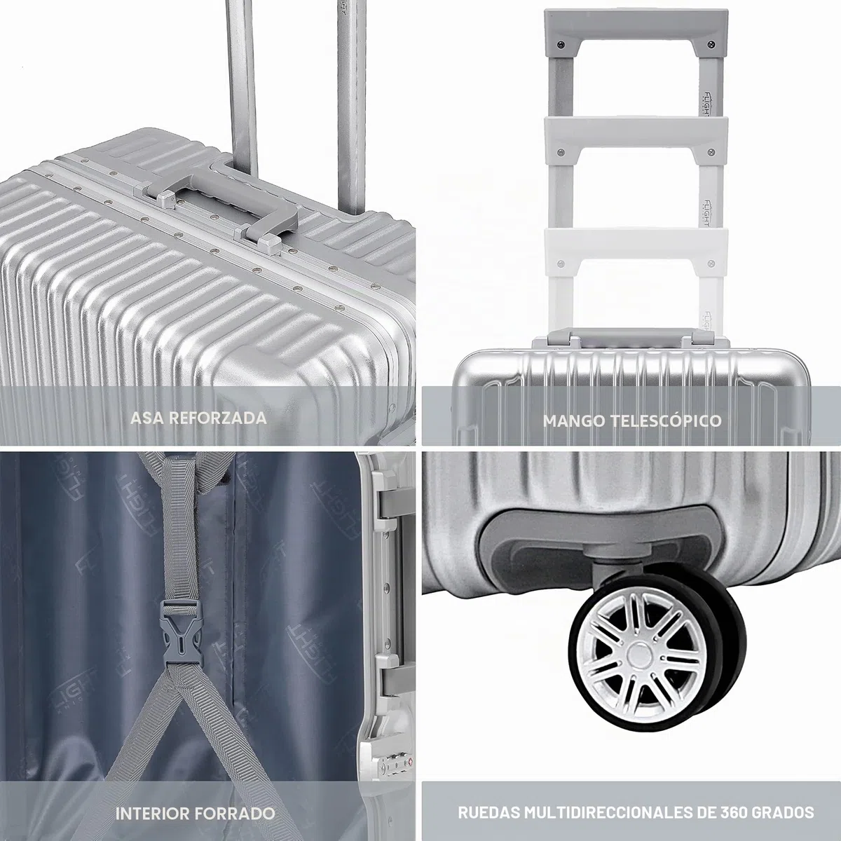 Flight Knight Maleta De Viaje Premium - 8 Ruedas Giratorias - Cerradura De Combinacion TSA Incorporada - Maleta Rigida Ligera para Cabina/Facturar - Gran Durabilidad