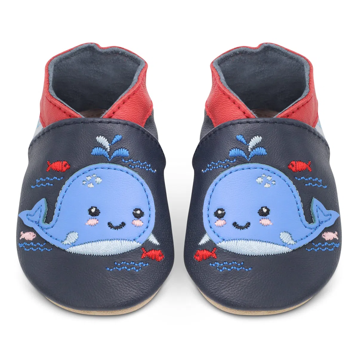 Dotty Fish Calzado Minimalista para bebés y niños. Zapatos Unisex de Piel Suave con Suela Antideslizante. Ligeros, Flexibles, Respirable y aprobados por podólogos - Ballena 2-3 años | Ligero, transpirable, flexible, tobillos elásticos, antideslizante