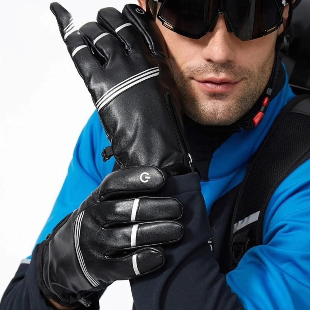 Guantes de motocicleta, guantes de motocicleta, guantes de ciclismo de invierno, piel sintética, forro polar térmico, pantalla táctil, guantes de motocicleta, guantes de ciclismo, guantes de