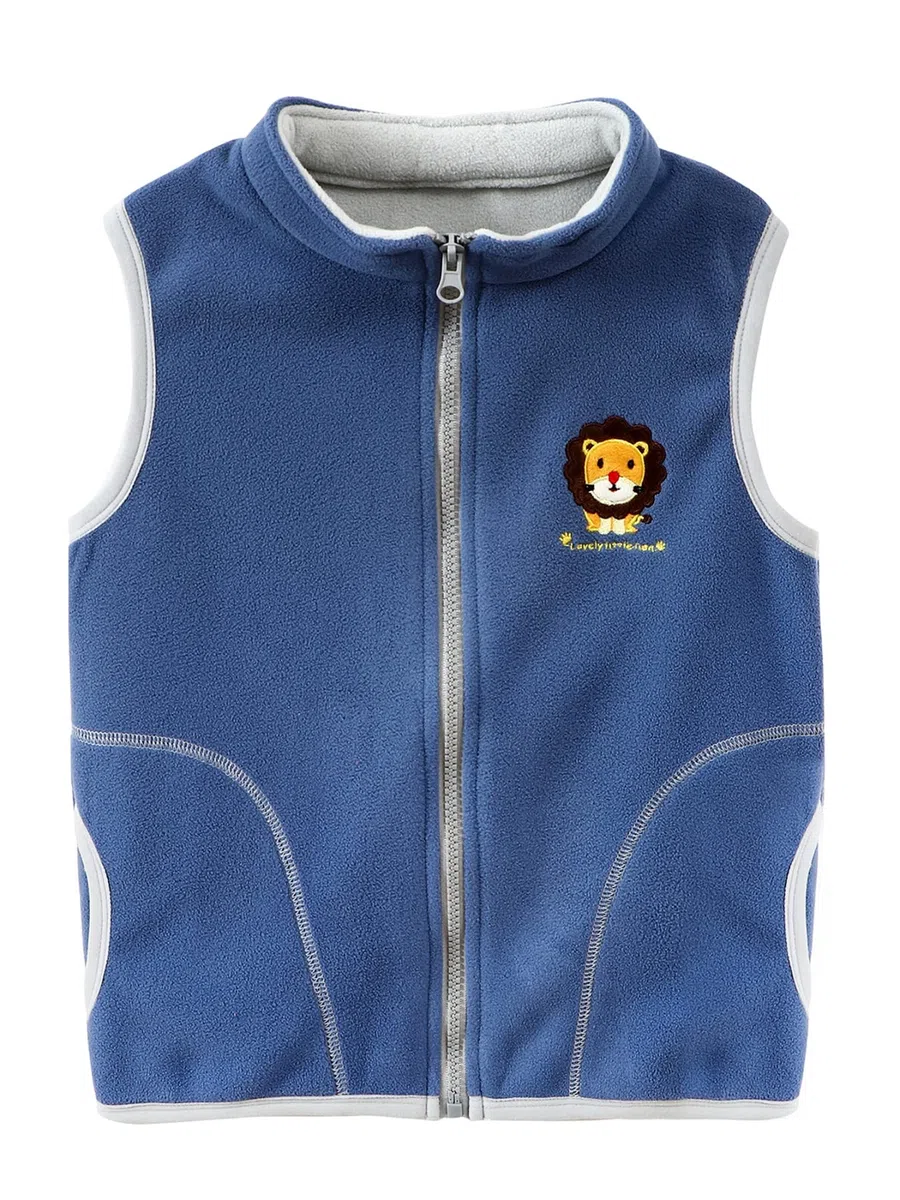 Chaleco para Niños Polar Fleece Otoño Invierno Niños Niñas Chaqueta de Dibujos Animados Sin Mangas Bebé Cremallera Abrigo
